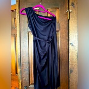 Casual Navy One Shoulder Dress